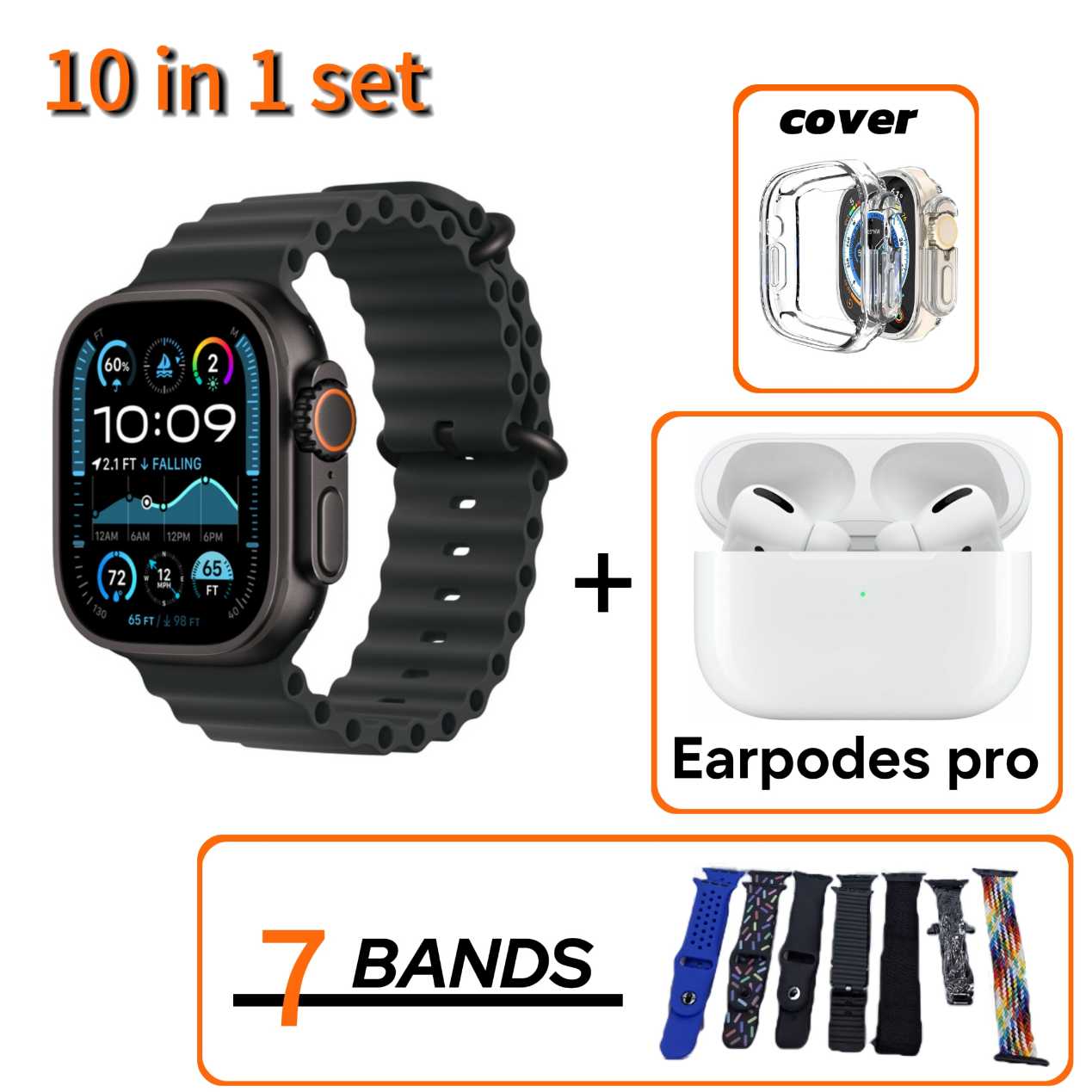 i20 Ultra 2 Max Suit Smart watch Big 2.3 infinite Display with Earpodes pros & 7 bands