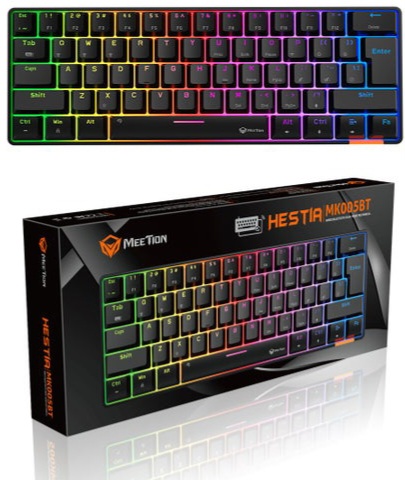 Meation Hestia MK005BT wireless & wired black Gaming Keyboard - Blue switch