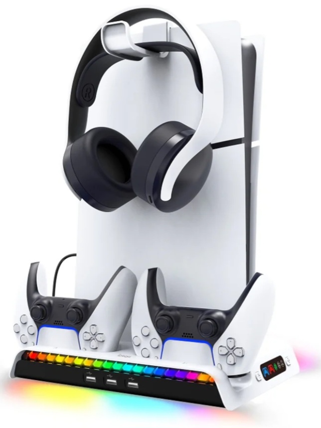 Ipega RGB Vertical Stand with Cooling Fan and Controller Charger For PS5 Slim & PS5 Pro -PG-P5S006
