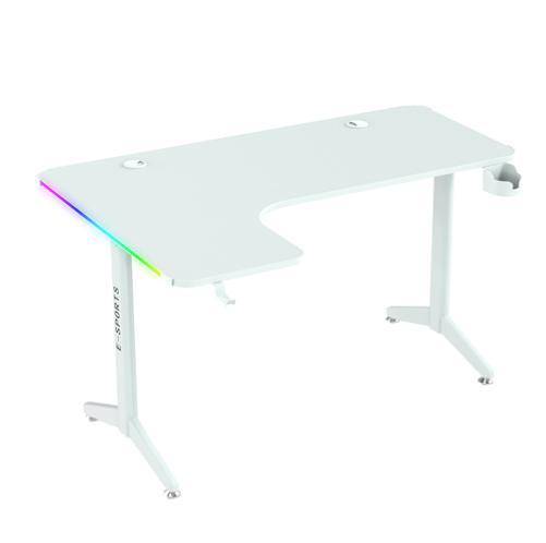 L Shape RGB Gaming Desk 160cm ( color white ) with cup holder & stand