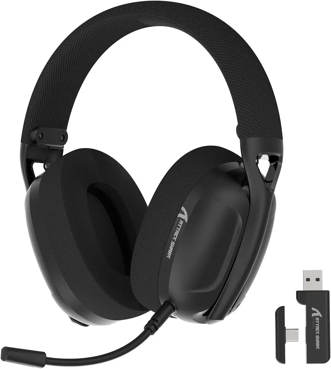ATTACK SHARK L80 Lightweight Wireless Gaming Headset Over-Ear 180g Pluggable Mic ( Black )