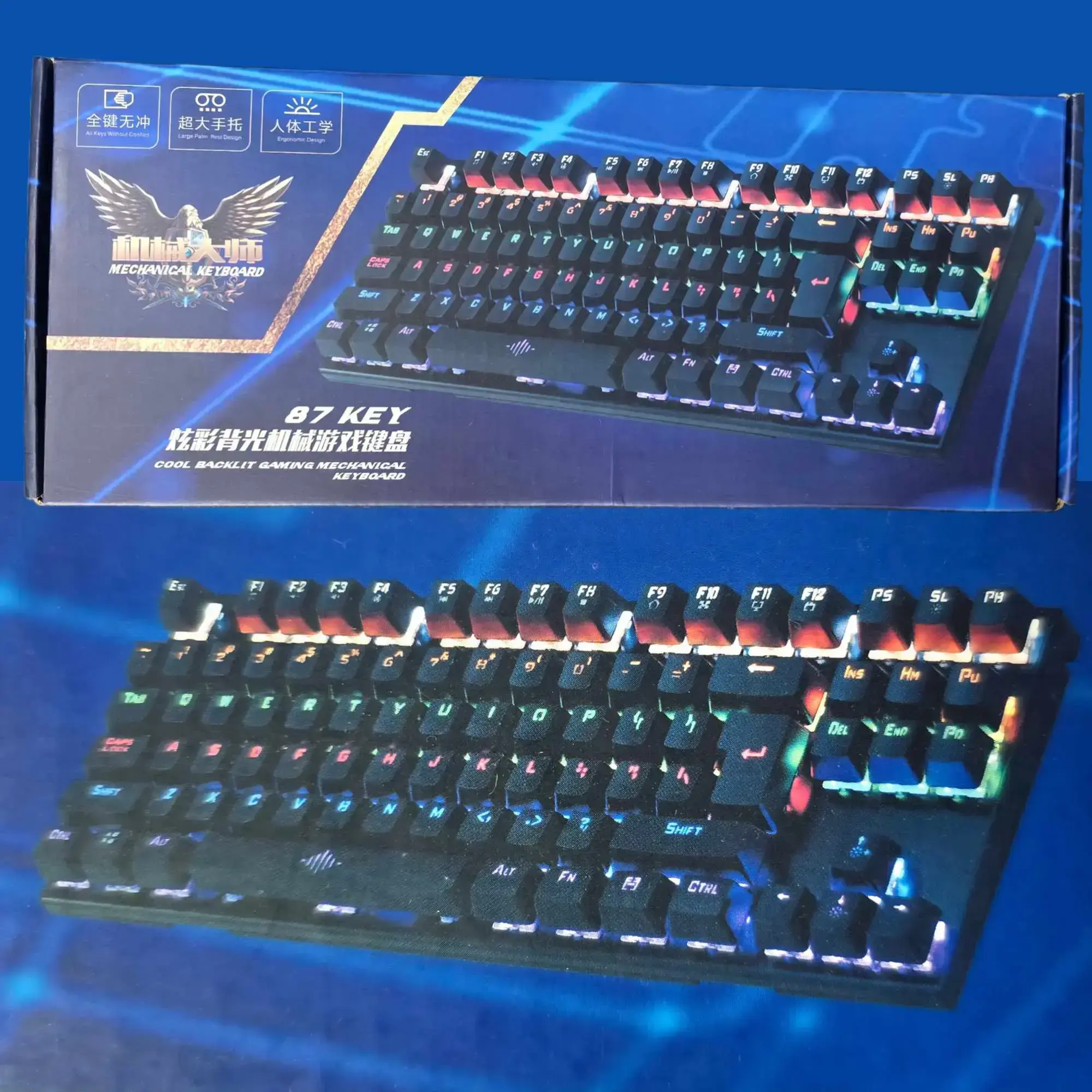 Mechanical Gaming Keyboard RGB Blue Switch Eagle Key 87