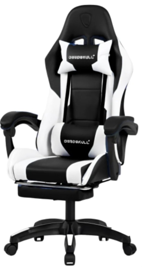 Deadskull Gaming Chair with footrest ~ Black & white