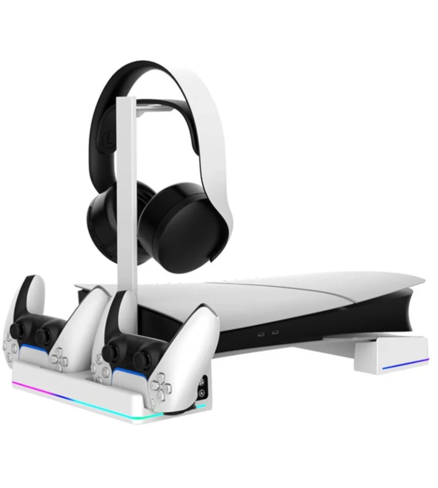 IPEGA RGB Horizontal Cooling Stand with Charging Station & Headset Holder For PS5 Slim & Pro